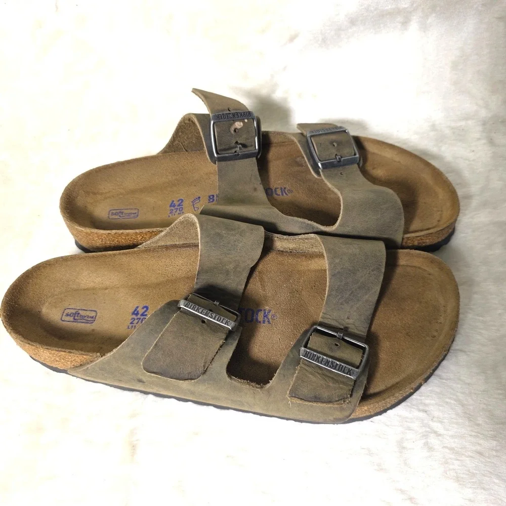 Birkenstock Arizona Sandals Soft Footbed Brown Oiled Leather EU 42 M 9 L 11  NEW
